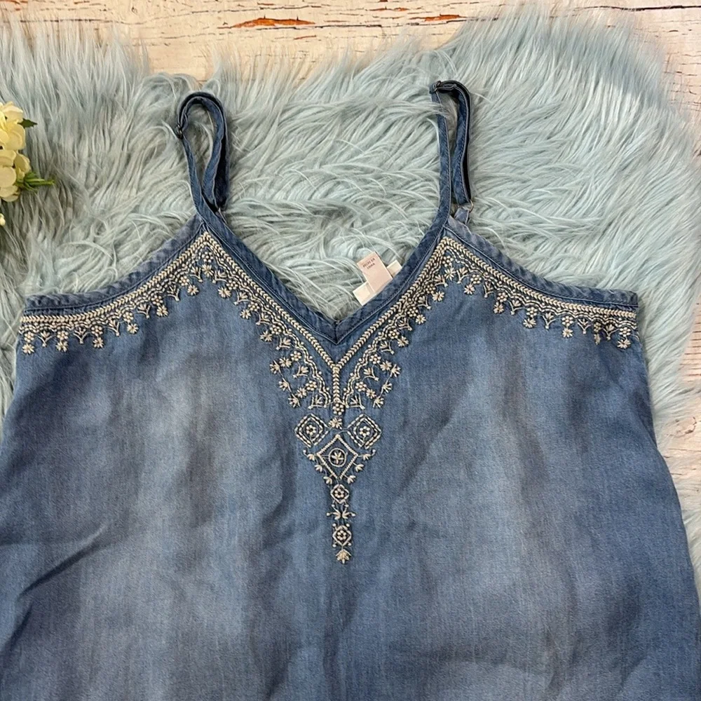 Knox Rose Embroidered Chambray Denim Dress sz S - Picture 2 of 7